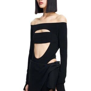 Mugler x H&M cut-out bodysuit NWT  Size Large in Black